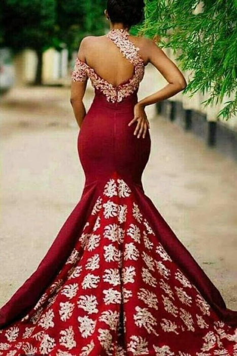 Gorgeous Burgundy Mermaid Elegant Red Ball Gown Prom Dress - Bridelily Gorgeous Burgundy Mermaid Elegant Red Ball Gown Prom Dress - Bridelily