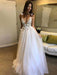 Gorgeous Deep V-neck Appliques Tulle Wedding Dresses - White / Floor Length - wedding dresses