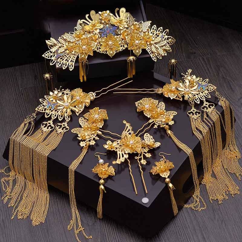 Gorgeous Gold Flowers Handmade Tiaras | Bridelily - Gold-color - tiaras