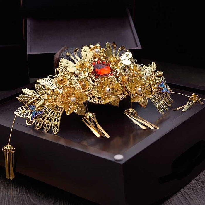 Gorgeous Gold Flowers Handmade Tiaras | Bridelily - tiaras
