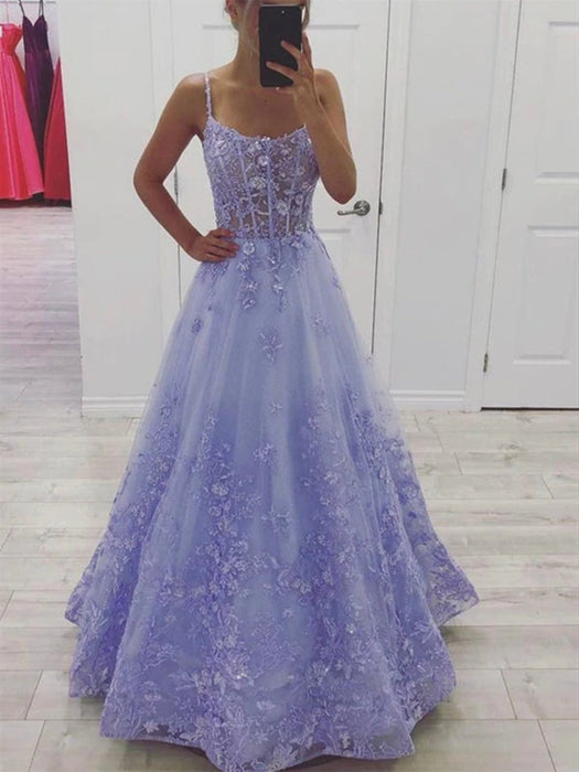 Gorgeous Lilac Lace Floral Long Prom Dresses, Lavender Lace Formal Eve Bridelily Gorgeous Lilac Lace Floral Long Prom Dresses, Lavender Lace Formal Eve Bridelily