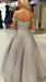 Gorgeous Off Shoulder Silver Grey Sequins Long Prom Dresses, Off Shoulder Grey Formal Evening Dresses