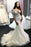Gorgeous Sheer Neck Half Sleeves Lace Appliques Mermaid Long Wedding Dress - Wedding Dresses