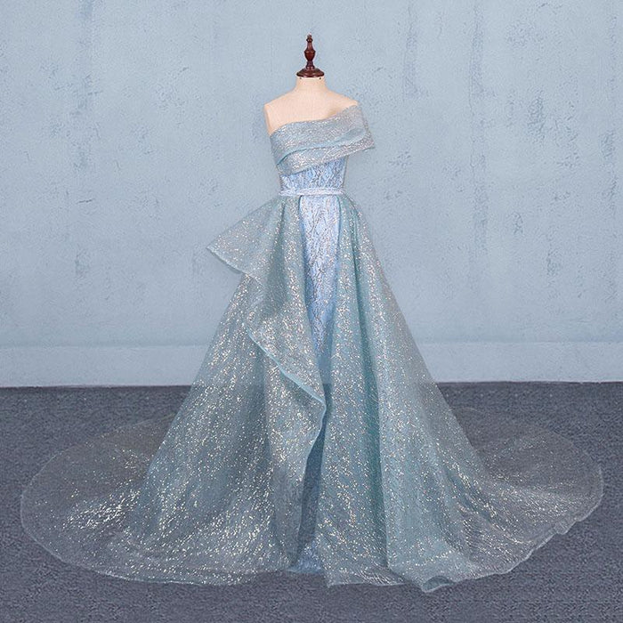 Gorgeous Strapless Puffy Two Piece Long Prom Dresses Cheap - Bridelily Gorgeous Strapless Puffy Two Piece Long Prom Dresses Cheap - Bridelily