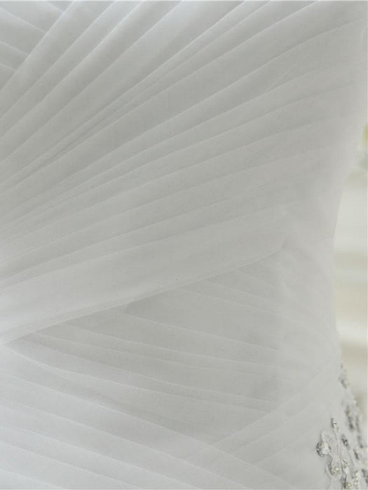Gorgeous Strapless Ruffle Beaded Tulle Wedding Dresses - wedding dresses