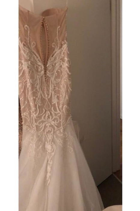 Gorgeous Strapless Tulle Mermaid Long Wedding Dress - Wedding Dresses