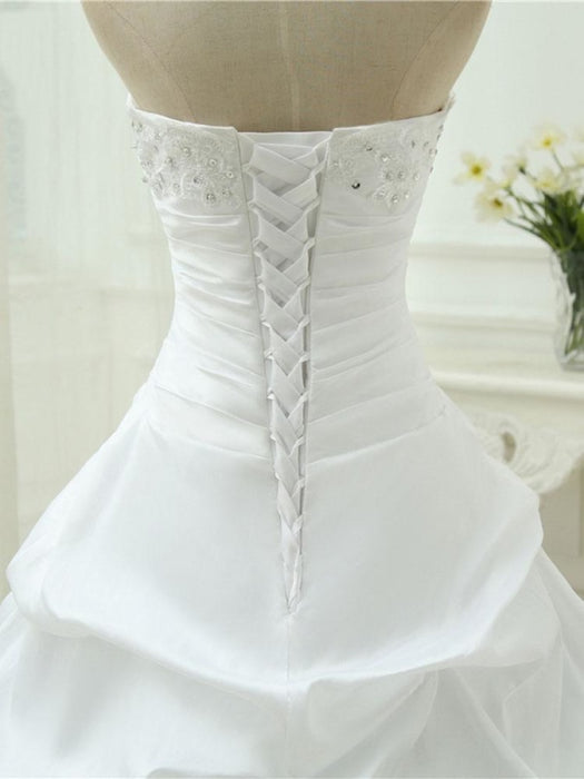 Gorgeous Sweetheart Beaded Ball Gowns Lace-Up Wedding Dresses - wedding dresses