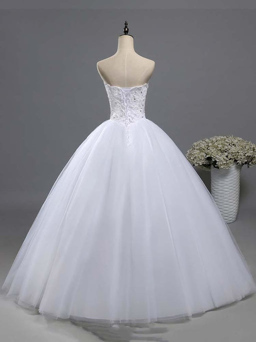 Gorgeous Sweetheart Beaded Tulle Ball Gown Wedding Dresses - wedding dresses