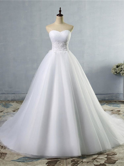 Gorgeous Sweetheart Cathedral Ball Gown Wedding Dresses - White / Floor Length - wedding dresses
