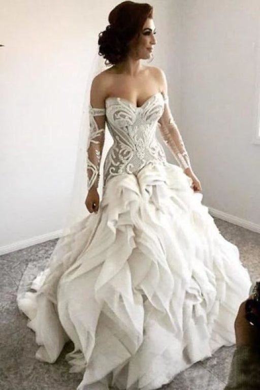 Gorgeous Sweetheart Detachable Sleeves Unique Wedding Dress - Wedding Dresses