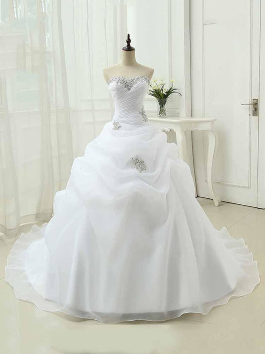 Gorgeous Sweetheart Ruffles Wedding Dresses - White / Floor Length - wedding dresses