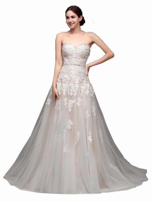 Gorgeous Swetheart Sleeveless Tulle Wedding Dresses - White / Floor Length - wedding dresses