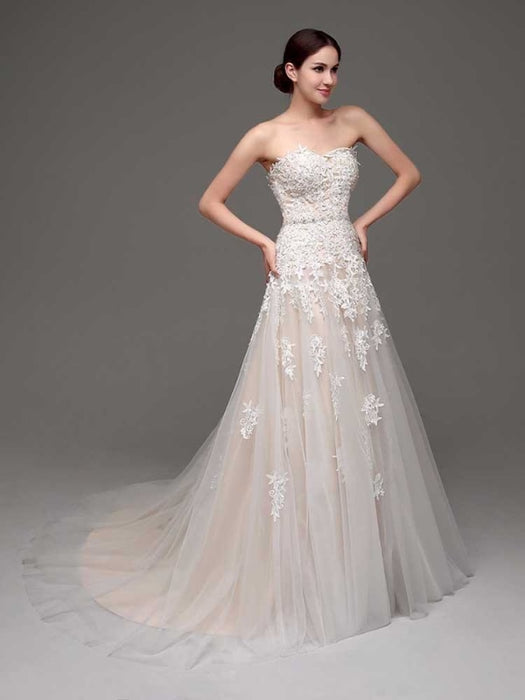 Gorgeous Swetheart Sleeveless Tulle Wedding Dresses - wedding dresses