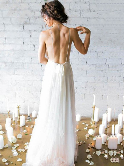 Gorgeous V-Neck Backless Ruffles Wedding Dresses - wedding dresses
