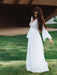 Gorgeous V-Neck Long Sleeves Floor Length Ruffles Wedding Dresses - White / Floor Length - wedding dresses