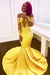 Gorgeous Yellow Long Sleeves Off-shoulder Floor Length Appliqued Prom Dresses - Prom Dresses