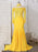 Gorgeous Yellow Long Sleeves Off-shoulder Floor Length Appliqued Prom Dresses - Prom Dresses