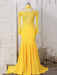 Gorgeous Yellow Long Sleeves Off-shoulder Floor Length Appliqued Prom Dresses - Prom Dresses