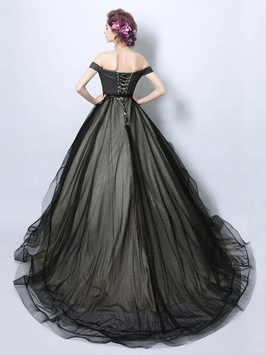 Gothic Loyal Wedding Dresses Princess Silhouette Sleeveless Pleated Tulle Court Train Bridal Gown