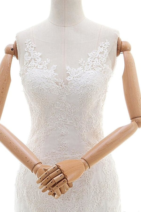 Graceful Appliques Tulle Mermaid Wedding Dress - Wedding Dresses