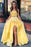 Graceful Eye-catching Pieces High Low Lace Yellow Prom Two Piece Long Formal Dresses - Prom Dresses