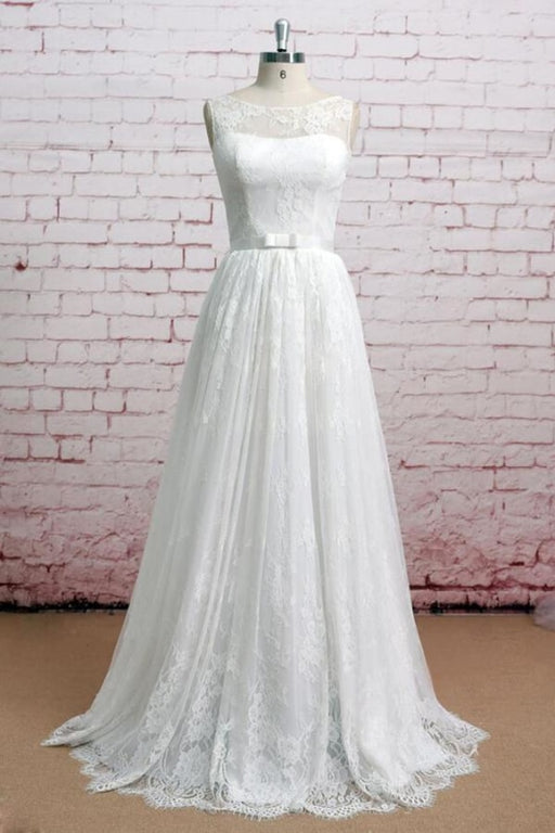 Graceful Illusion Lace A-line Wedding Dress - Wedding Dresses