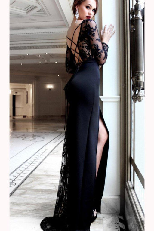 Graceful Latest Excellent Sexy Sleeve Split Prom Side Slit Long Evening Dress with Lace - Prom Dresses