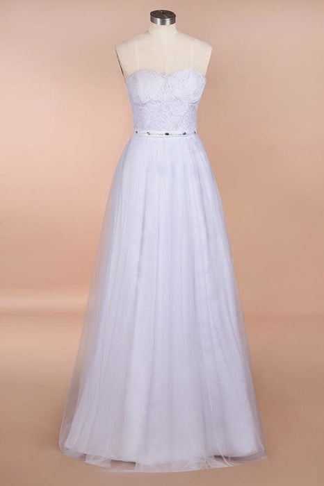 Graceful Strapless Tulle Lace A-line Wedding Dress - Wedding Dresses