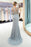Gray Beaded Evening Dresses Luxury Mermaid Crystal Sweep Train Long Sleeves Prom Dress - Prom Dresses