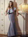 Gray Evening Dress Mermaid One-Shoulder Short Sleeve Matte Satin Sweep Ruffles Bodycon Social Party Dresses