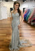 Gray Spaghetti Strap Sparkly Evening Sexy Long Mermaid Prom Dress - Prom Dresses