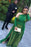 Green Asymmetrical Side Slit Long Sleeves Prom Dresses - Prom Dresses