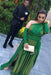 Green Asymmetrical Side Slit Long Sleeves Prom Dresses - Prom Dresses