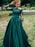 Green Long Sleeves Lace Satin Long Prom Dresses, Green Lace Formal Dresses, Green Lace Evening Dresses