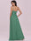 Green Prom Dress A-Line V-Neck Sleeveless Backless Sash Floor Length Chiffon Wedding Guest Dresses