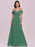 Green Prom Dress Chiffon V-Neck A-Line Sleeveless Pleated Maxi Wedding Guest Dresses