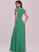 Green Prom Dress V-Neck A-Line Sleeveless Ruffles Chiffon Floor-Length Evening Dresses