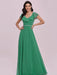 Green Prom Dress V-Neck A-Line Sleeveless Ruffles Chiffon Floor-Length Evening Dresses