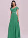 Green Prom Dress V-Neck A-Line Sleeveless Ruffles Chiffon Floor-Length Evening Dresses