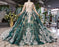 Green Sleeves Ball Lace Dress with Appliques Long Prom Gown - Prom Dresses