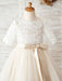Flower Girl Dresses Jewel Neck Half Sleeves Sash Kids Social Party Dresses