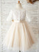 Flower Girl Dresses Jewel Neck Half Sleeves Sash Kids Social Party Dresses