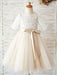 Flower Girl Dresses Jewel Neck Half Sleeves Sash Kids Social Party Dresses
