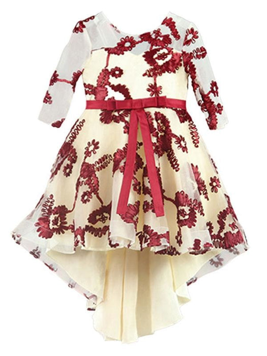 Flower Girl Dresses Jewel Neck Half Sleeves Embroidered Kids Social Party Dresses