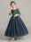 Flower Girl Dresses Jewel Neck Tulle Half Sleeves Ankle Length Princess Silhouette Embroidered Kids Party Dresses