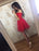 Half Sleeves Off-the-shoulder Tulle Ruched Homecoming Dress Short Red Prom Dresses - Prom Dresses