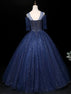 Navy Blue Shimmer Knee-Length Dress with Round Neckline