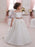 Flower Girl Dresses Bateau Neck Lace Half Sleeves Ankle Length Princess Silhouette Bows Kids Formal Pageant Dresses
