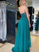 Halter Neck Open Back Green Lace Long Prom Dresses, Green Chiffon Lace Formal Graduation Evening Dresses 