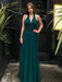 Halter V Neck Backless Green Chiffon Long Prom Dresses, Long Green Formal Graduation Evening Dresses